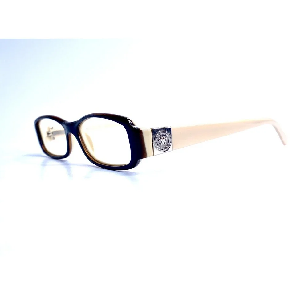 Versace Black Brown Beige Rectangular Eyeglasses Italy MOD 3034B 405 52 15 135